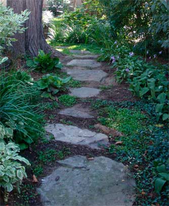 Taking the path to the backyard - Susan Marsh Gardens Belmont MA