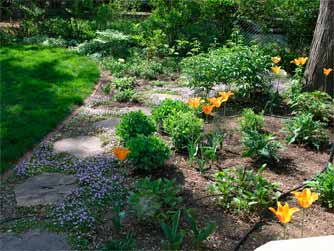 Taking the path to the backyard - Susan Marsh Gardens Belmont MA